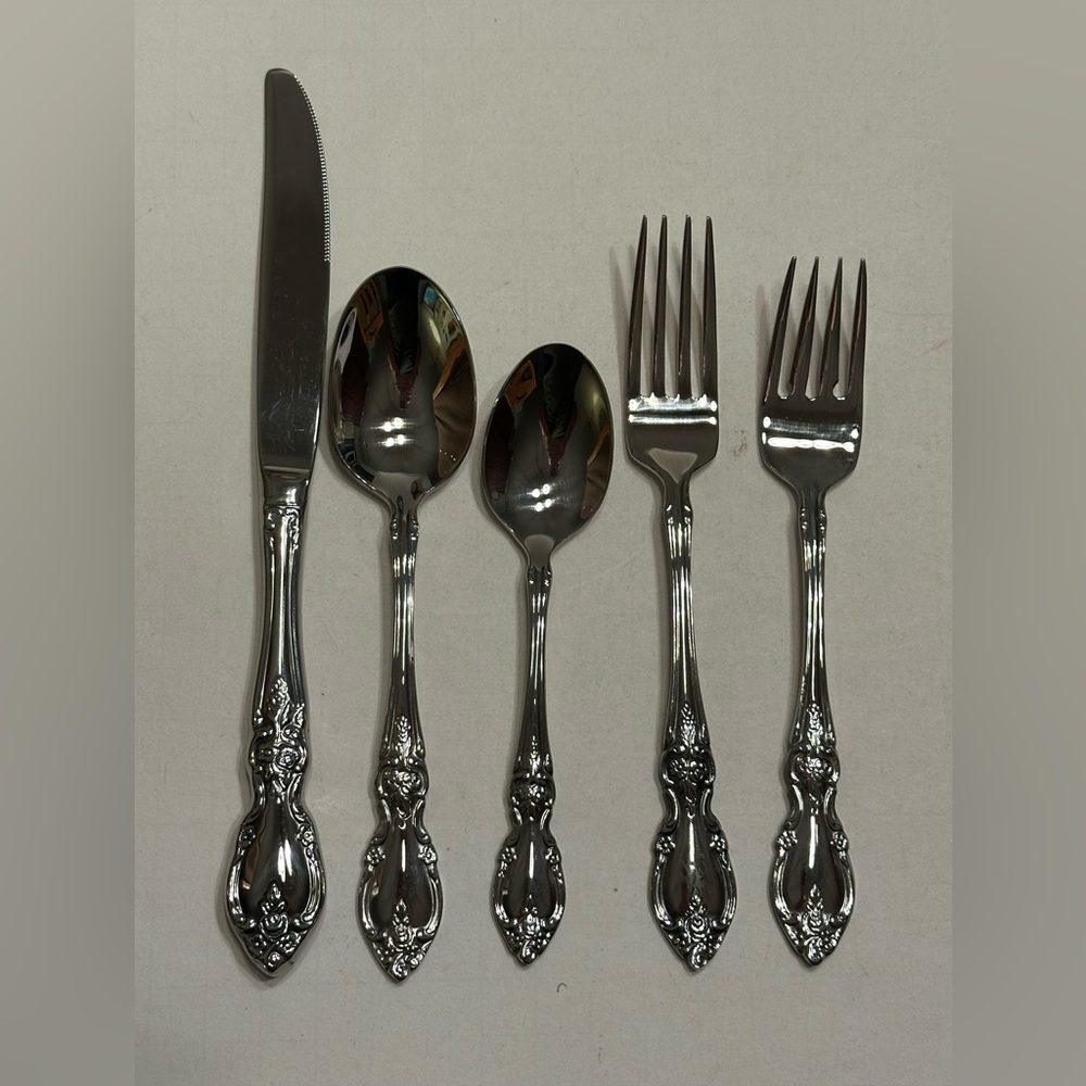 Oneida Silver Flatware Set Louisiana Floral 5 Piece Place Setting for One